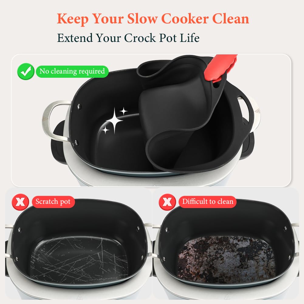 BYKITCHEN Silicone Slow Cooker Liners Compatible with Ninja Foodi Possible Cooker Pro 8.5 Quart MC1000, MC1001, MC1010 Series, 2Pcs Reusable Crock Pot Liners, Ninja Possible Crock Pot Pro Accessories