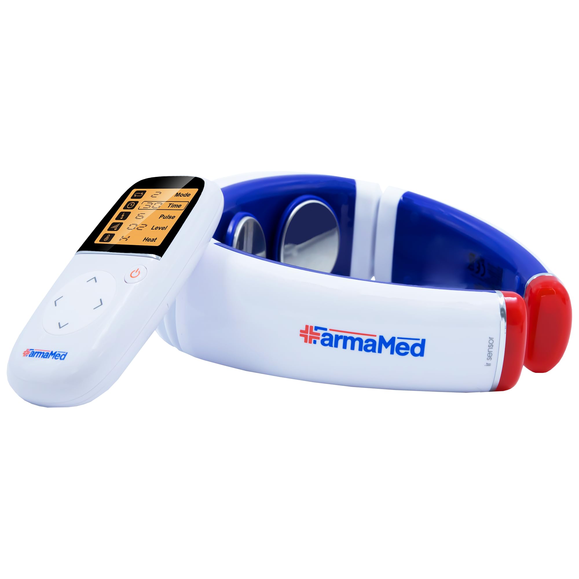 FARMAMED Neck Massager, Electric Pulse, Snap-On Neck Massagers, Electric Cervical Massager, Wireless Remote Control with LCD Display