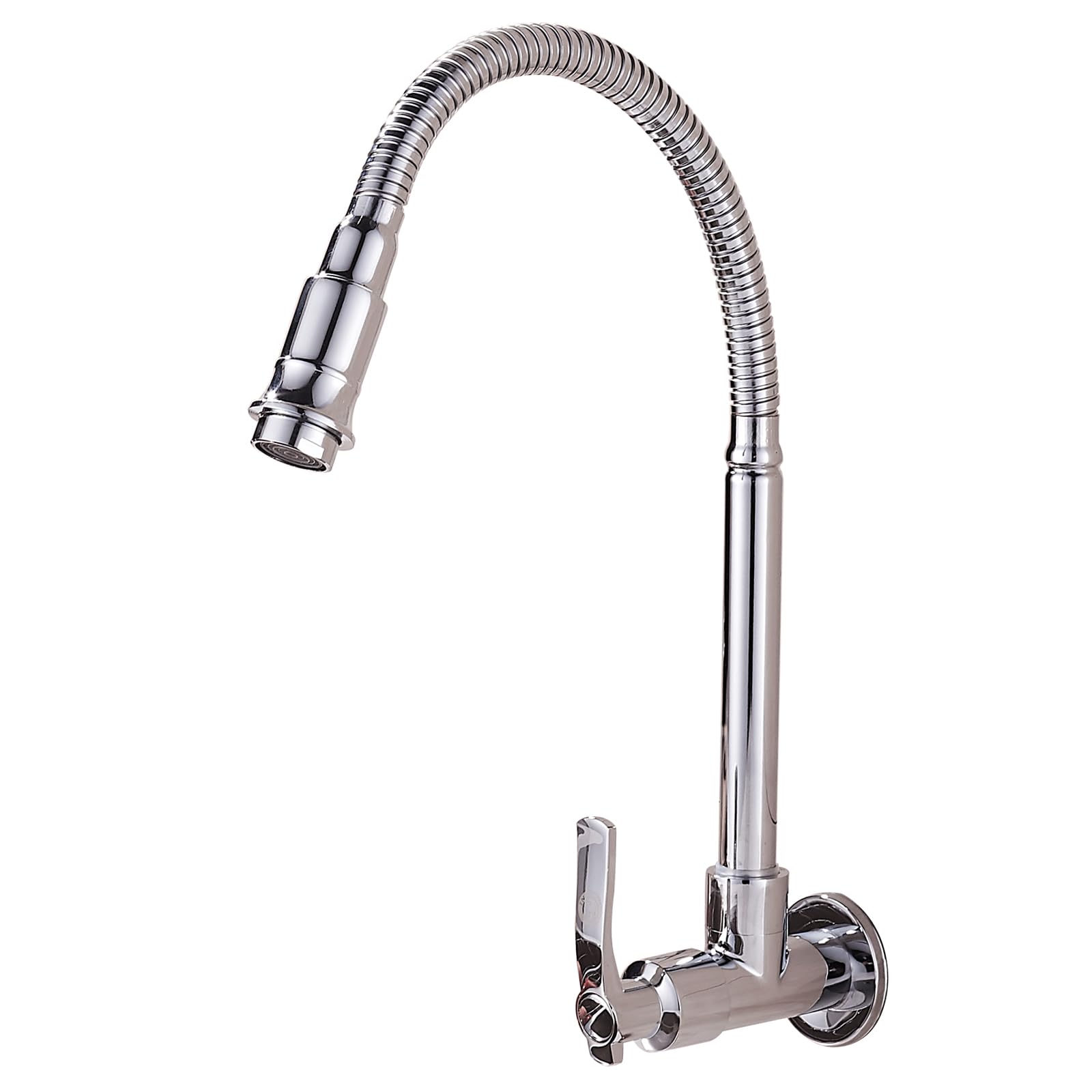 Inchant Wall Mount Cold Water Kitchen Faucet Chrome Finish Brass Body Cookroom Tap 360 Degree Swivel Pull Down Swivel Faucet