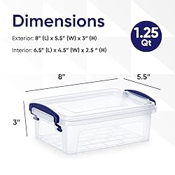 Superio Clear Storage Bins with Lids, 1.25 Quart