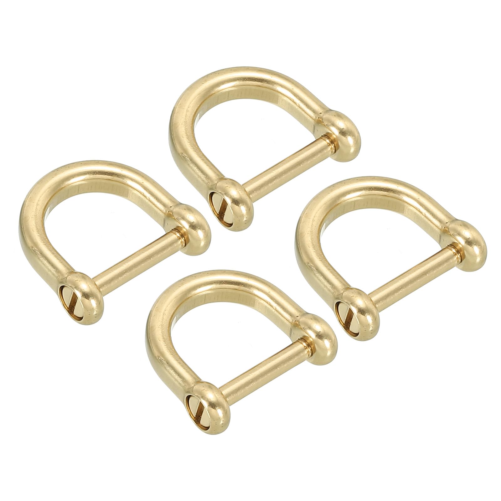 PATIKIL D-Ring Shackle, 4 Pack 1/2 Inch Inside Width Solid Pure Brass U Shape Small Shackles for DIY Leather Craft Replacement