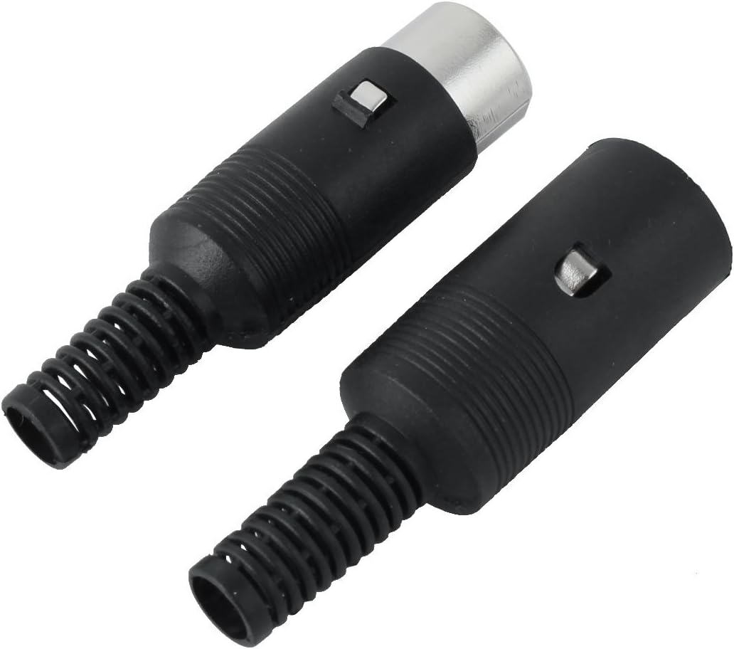 sourcing map Pair Black DIN 7 Pin Female + Male Plug Socket Audio AV Connector - Image 3