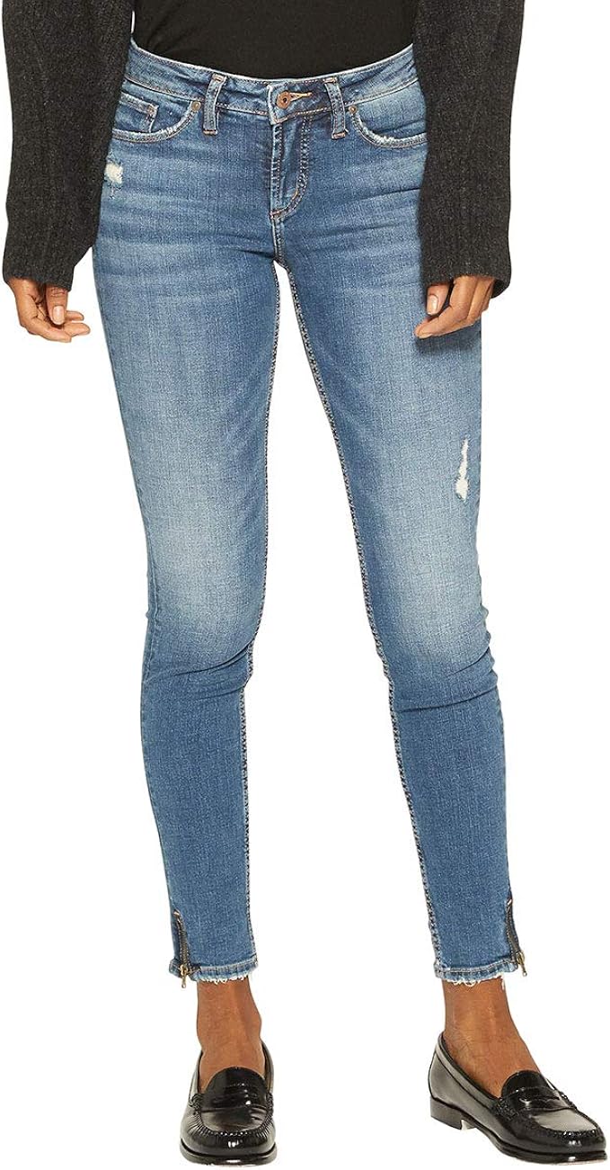 Silver Jeans Damen Aiko Mid Rise Skinny Jeans Amazon.de Bekleidung