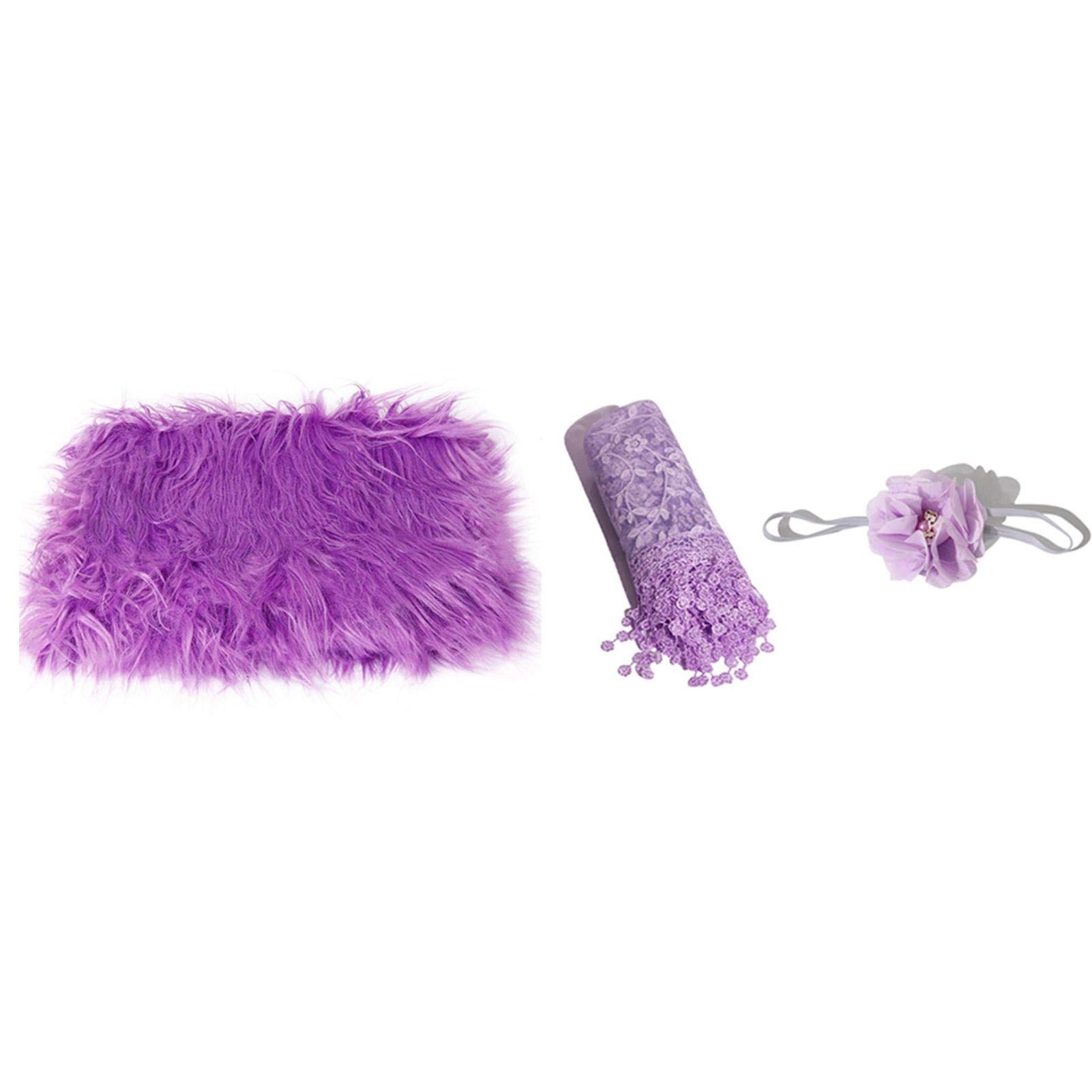 Newborn Photography Props Blanket Mat Baby Headband Wrap scarf 3 Pieces Set Baby Photo Props