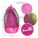 EocuSun Large Mesh Beach Bag Tote Durable Sand Away Drawstring Beach Backpack Swim and Pool Toys Balls Storage Bags Packs, Stay Away From Sand and Water, Toy Not Included, Hot Pink
