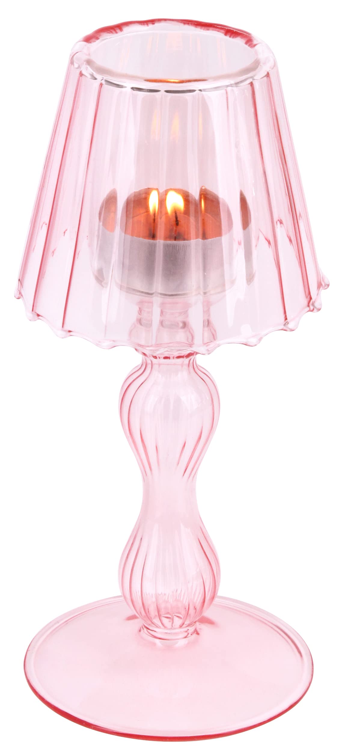 Photo 1 of Gurfuy Desk Lamp Shaped Glass Candle Holder - Glass Hurricane Candleholder Crystal Decorative Candle Stand for Table Wedding Dinning Centerpieces Party Supplies Festival Decor Pink