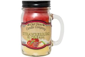 Our Own Candle Company, Strawberries & Cream Scented Mason Jar Candle, 100 Hour Burn Time, 13 Ounces