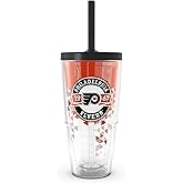 Tervis NHL Philadelphia Flyers - Shatter Made in USA Double Walled Insulated Tumbler Travel Cup Keeps Drinks Cold & Hot, 24oz with Straw Lid, Classic
