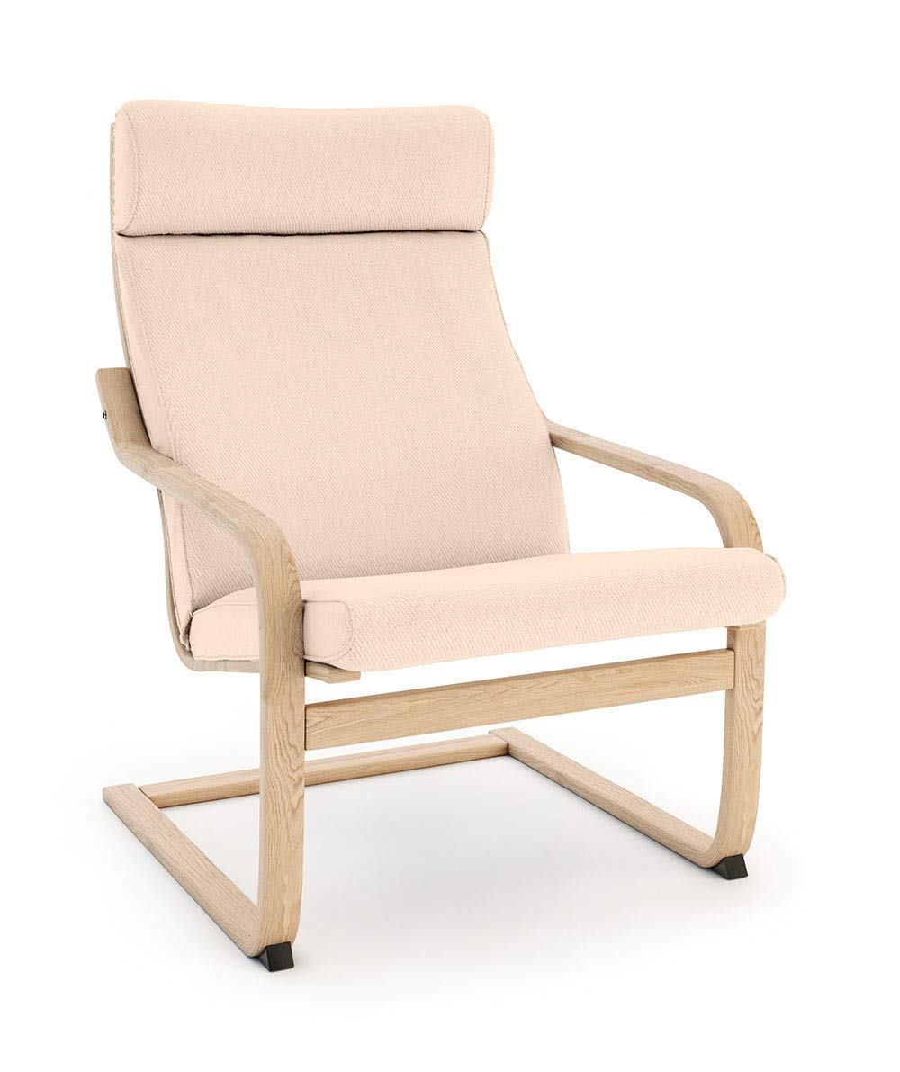 Vinylla Armchair Replacement Cover Made for Ikea Poang Chair (Cushion Design 3, Cotton - Beige)