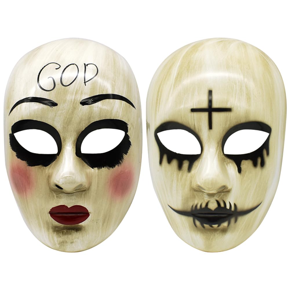 BCTHLBF 2pcs Face Movie Mask, Scary Horror Cross and God Face Masks for Masquerade Mardi Gras Party Cosplay Props Movie Costume