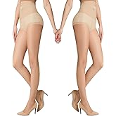 CosmoBlend 2PCS Women's Sheer Tights, 15D ultra-thin Rip Resistant Pantyhose Nude/black Indestructible stockings