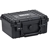 MEIJIA Portable Waterproof Protective Hard Case,Compact Camera Case with Customizable Fit Foam,Elegant Black,Fit for Drones,Camera,Lens, 9.17inchx7.56inchx4.33inch, Black, Dry Case