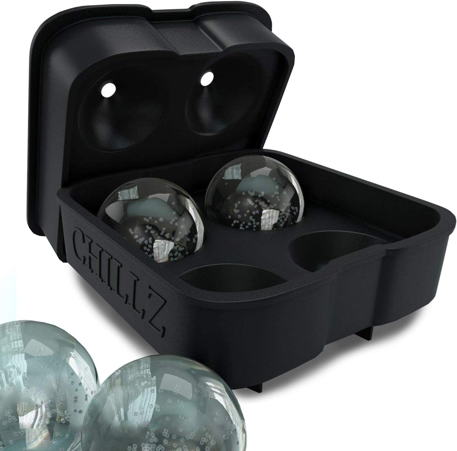 Chillz Ice Ball Maker Mold Black Flexible Silicone Ice Tray Molds 4
