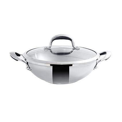 Meyer Select Stainless-Steel Covered Kadai, 3.25 Liters/26cm, Silver