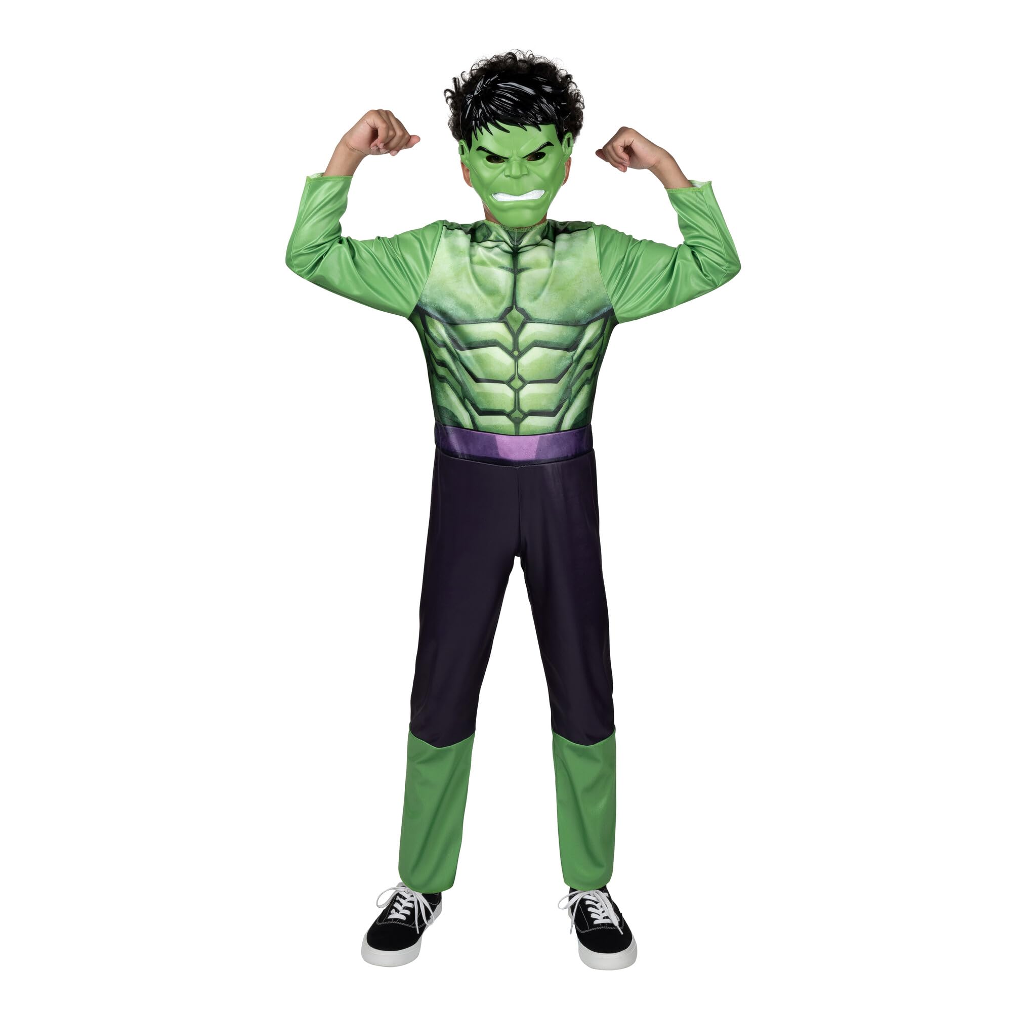 Marvel Black Panther Official Youth Halloween Costume - Premium Quality Padded Jumpsuit With Plastic Mask (L)