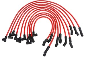 JDMON 10.5mm Spark Plug Wires Compatible with Ford F-150 F150 Mustang 5.0L 5.8L SBF 302 289 Ignition Wires High Performance Red