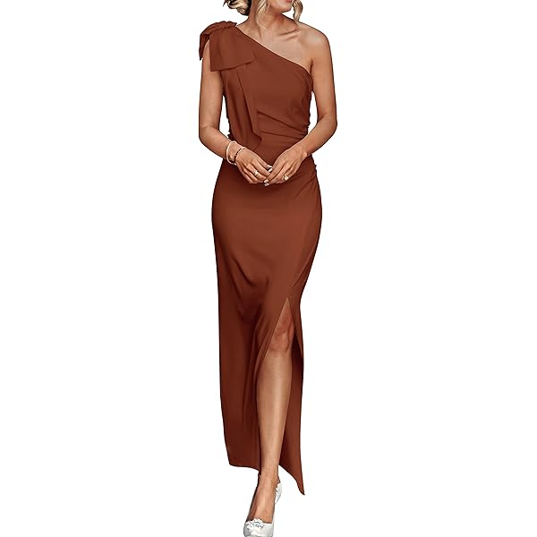 Amazon.com: One Shoulder Orange Bridesmaid Dresses for Women 2025 A Line  Twist Ruched Satin Formal Evening Prom Dress Long with Slit Custom Size :  Clothing, Shoes & Jewelry