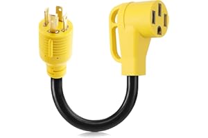 Flameweld RV Generator Adapter Cord - L14-30P Locking Male Plug to 14-50R Female with Handle, 4 Prong 30 Amp to 50 Amp for Generator to RV Trailer Camper, 7500W STW 10AWG Generator Cord, UL