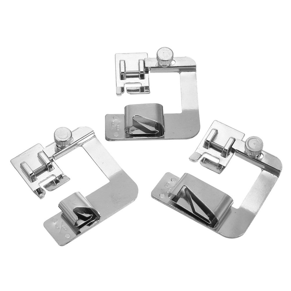 YEQIN 3 Sizes Wide Rolled Hem Pressure Foot Sewing Machine Presser Foot Hemmer Foot Set 1/2 Inch, 3/4 Inch, 1 Inch Compatible with for Brother Singer and Other Low Shank Sewing Machine