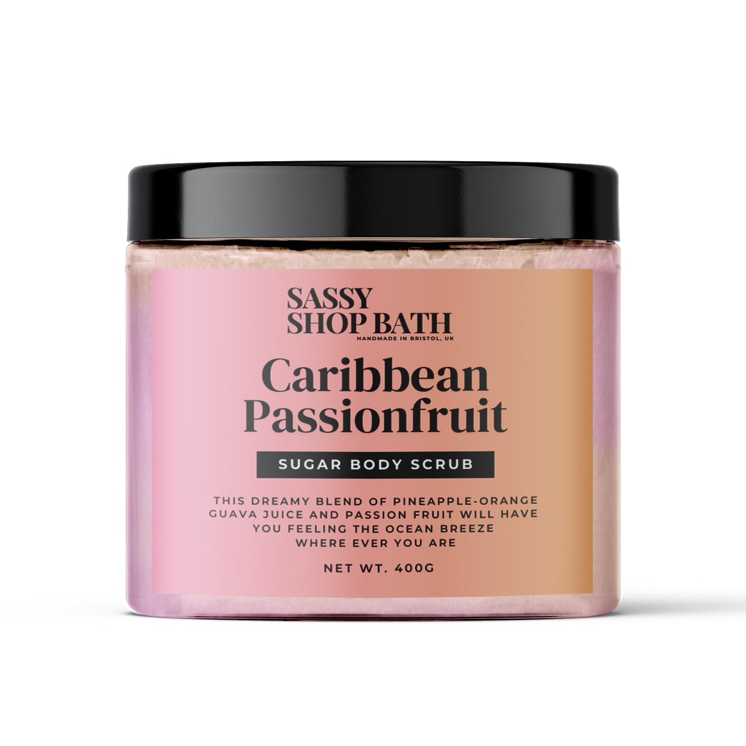 Sassy Scents Caribbean Passionfruit Sugar Body Scrub | Exfoliating + Hydrating | Soft Smooth Skin | 400g