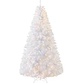 Best Choice Products 6ft White Christmas Tree Pre-Lit w/Twinkling Lights Artificial Pine Tree Premium Holiday Decoration 250 Warm White Lights, 947 Branch Tips, Metal Stand
