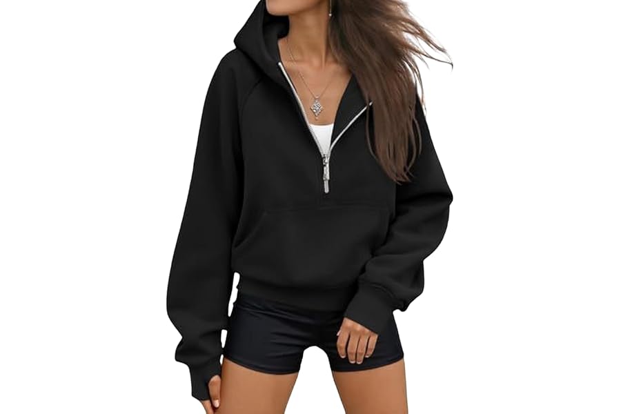 HYYGOCCTV Women Cropped Raglan Half Zip Hoodie Long Sleeve Pullover Slim Casual Street Fall Sweatshirts With Pockets