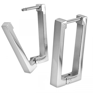 SoulCats 1 Paar rechteckige Creolen aus Edelstahl in silber