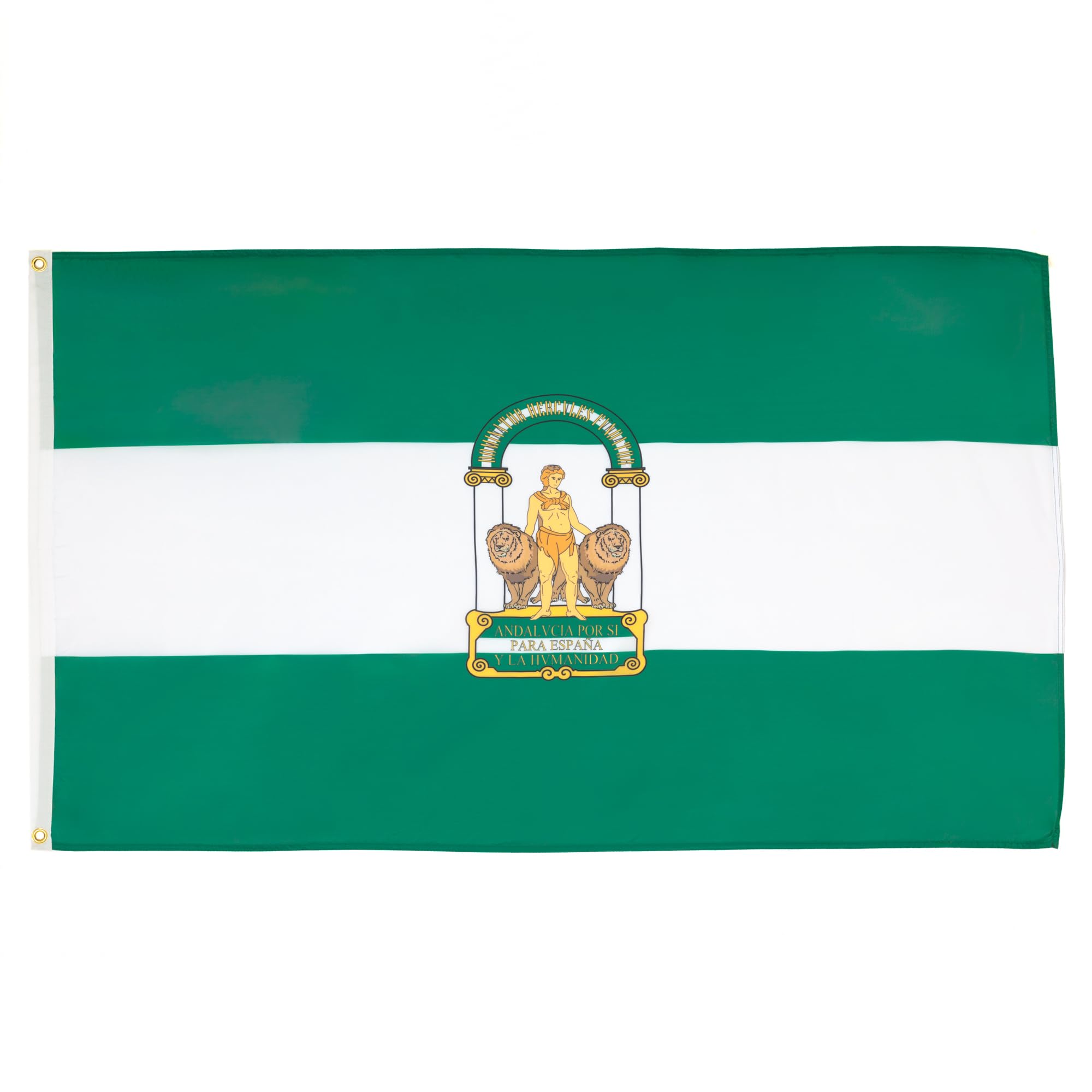 AZ FLAG - Andalusia Flag - 3x5 Ft - Light Polyester Spanish Region Of Andalucia Banner with Two Brass Eyelets - Fade Resistant - Vivid Colors - 3' x 5' Feet - 150x90 Cm