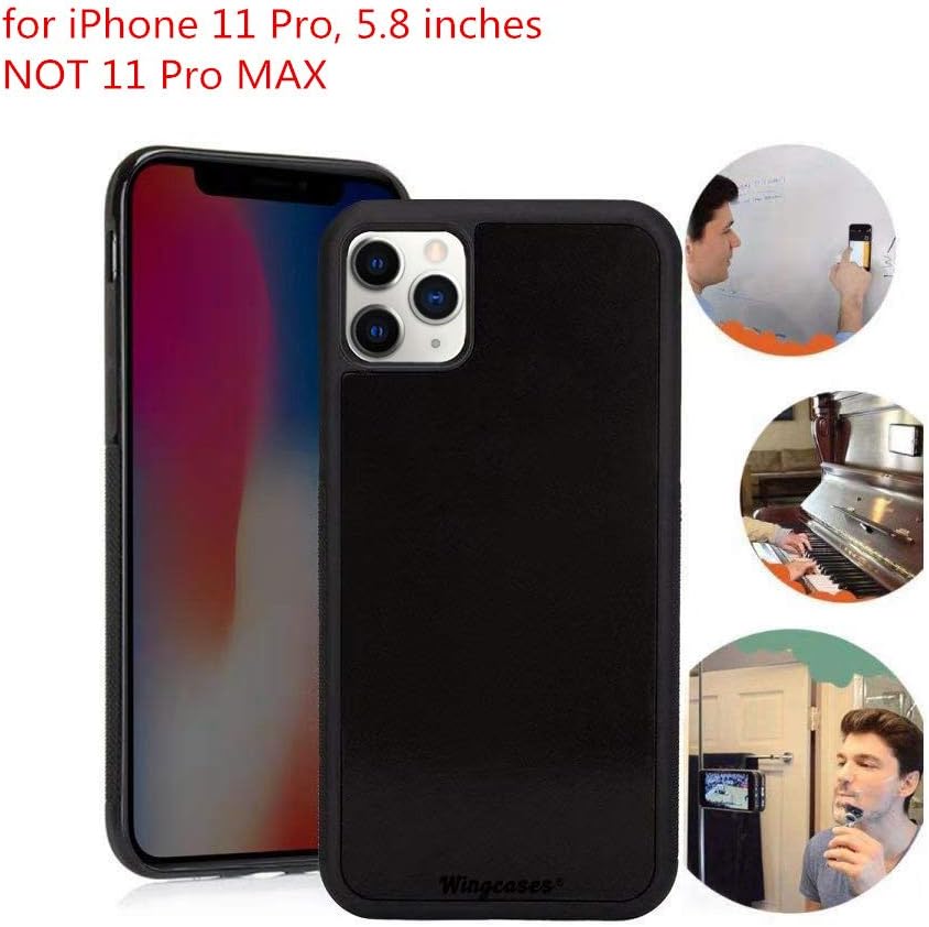 Wingcases for iPhone 11 Pro Case 5.8 inch, Anti Gravity Strong Adhesive Stick on The Mirror Glass Flat Smooth Surface Selfie Cover with Dust Proof Film