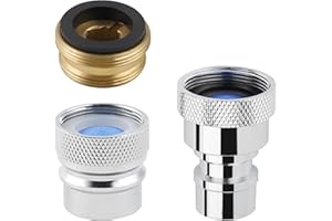 HYGIE RINSE Portable Dishwasher Faucet Adapter 2PCS, Brass Kitchen Sink Faucet Adapter Connection for Dishwasher, 55/64-27" Female Thread with 15/16-27" Male Adapter, Can Be Used As Faucet Aerator, Chrome