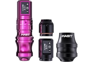 Mast Tattoo Gun Pen Machine, Fold Pro Cordless Year of Dragon Edition Tattoo Machine Gift, Power Motor by Mcore-C3 (Pink)