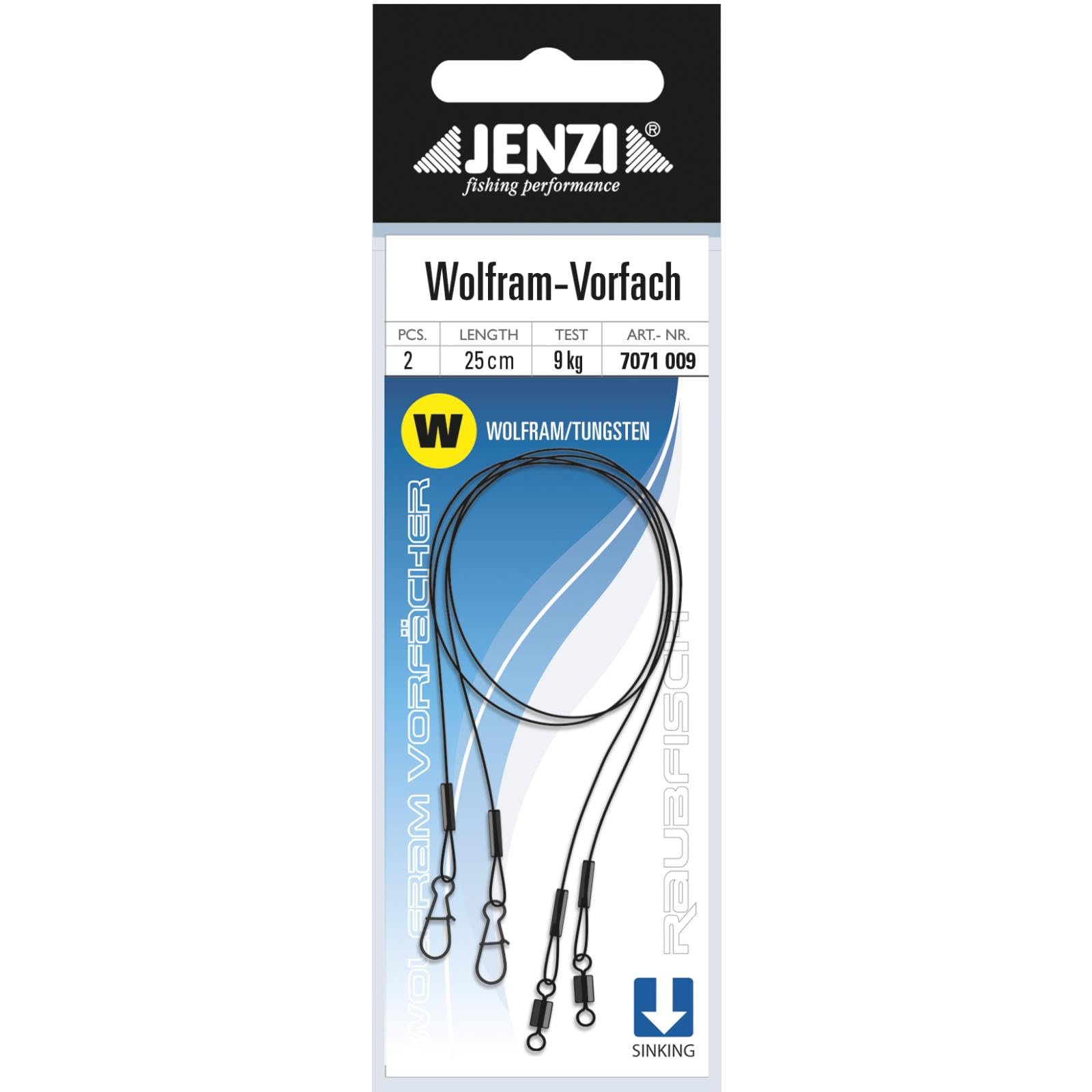 Jenzi Tungsten Leaders Leader with Carbiner and Swivel 25 cm Pack of 2 9.0 kg