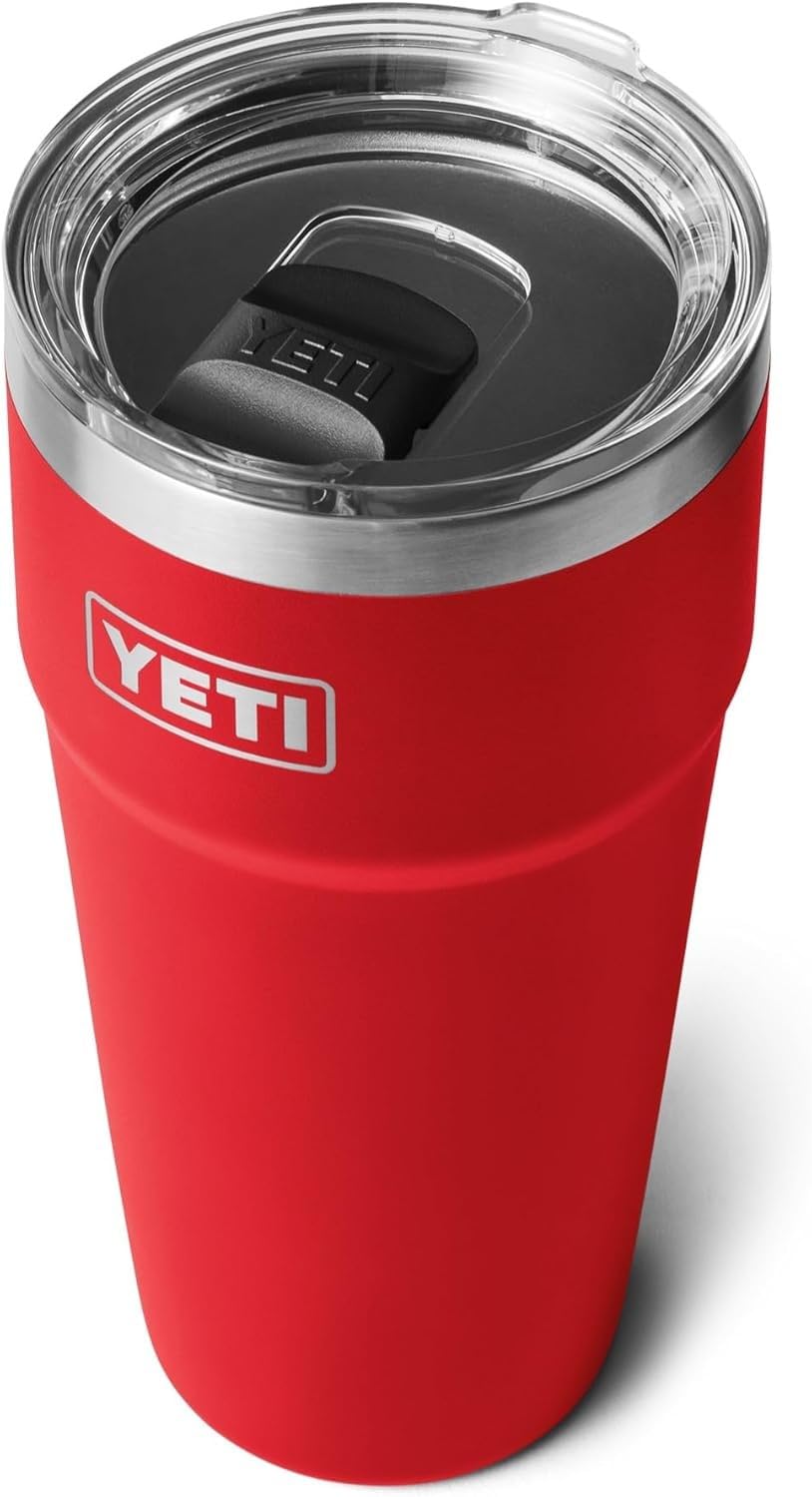YETI Rambler 30 oz (887 ml) Stackable Cup with Removable Magslider Lid, Stainless Steel Vacuum Insulated Coffee Cup, Rescue Red