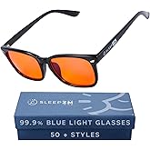 Sleep ZM 100% Blue Light Blocking Glasses - Women + Men - Better Sleep - Anti Eye Strain Protection - Computer Screens Gaming