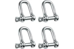 CHANGE MOORE 2/4 Pcs D Ring Anchor Shackles, Stainless Steel Clevis Shackle, Marine Snap Hooks with Screw Pin for Vehicle, Ship Anchor, Rope Bracelets, Sliver Marine Grade Sailing Rigging Shackles