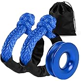 BARTOO Winch Snatch 66000 LB Recovery Ring with 2 PCS Soft Shackle 1/2" X 22 Inch Winch Rope, for ATV UTV SUV Truck Off-Road Vehicle Recovery Accessories, Blue