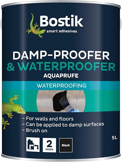 Bostik Aquaprufe Damp Proofer Waterproofer Black 5L Solvent-Free Wet Surface