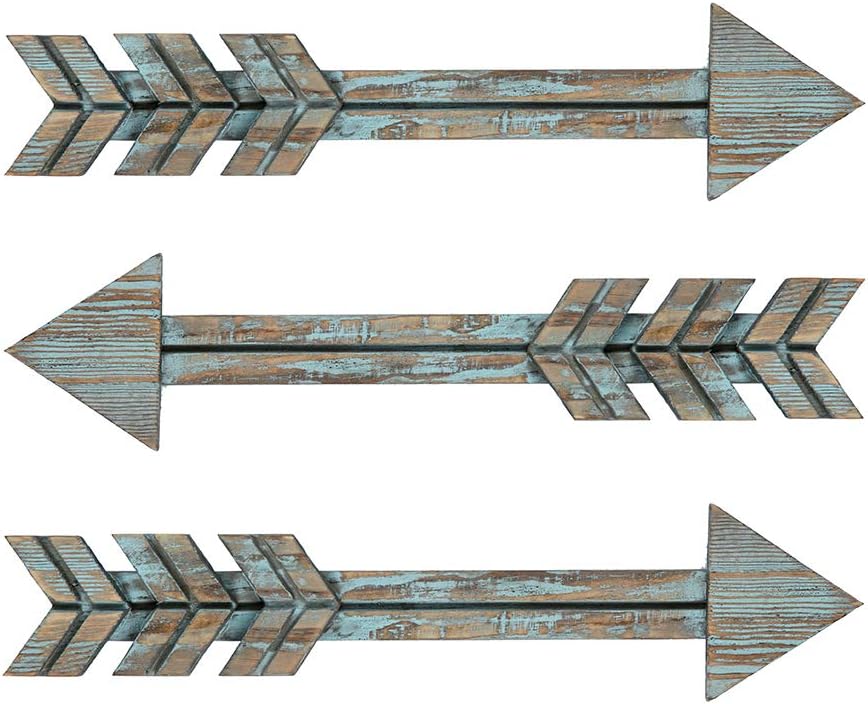 YXMYH Wood Arrows Decor, Blue Wood Arrow Sign Wall Decor - Decorative Farmhouse Home Wall Hanging Decor, 3 Pack