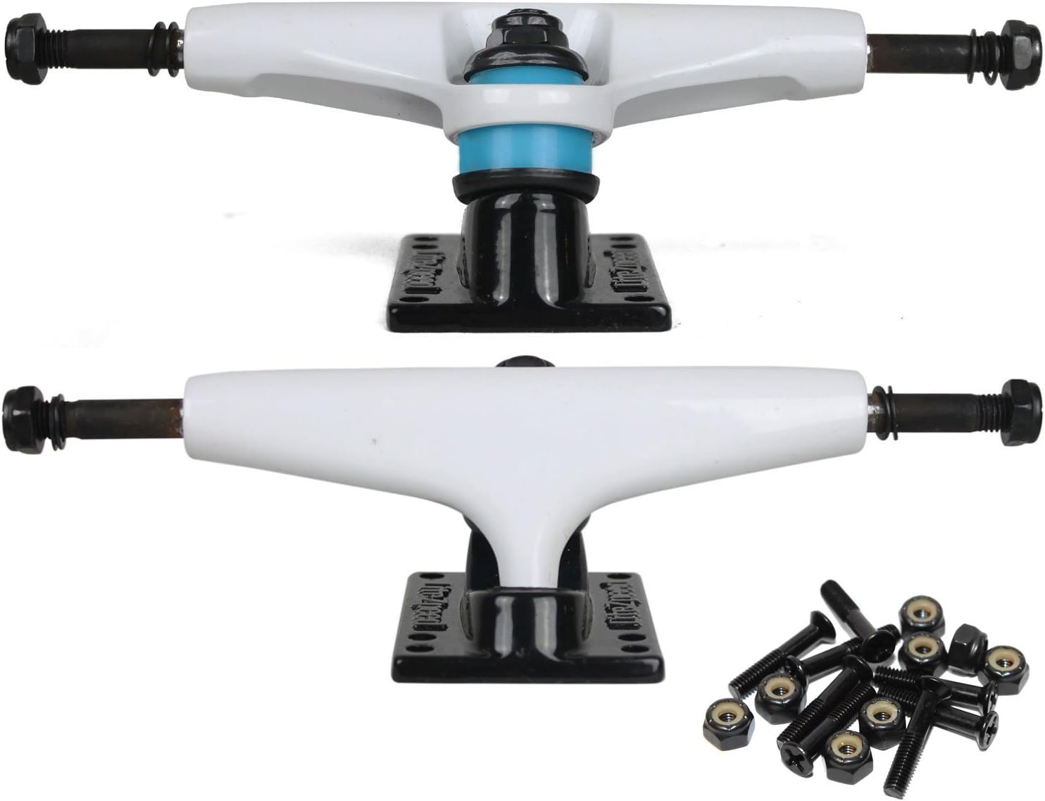 LiteZpeed Skateboard Trucks 5.25 (8.0" Axle) White Black Pair with Free Hardware