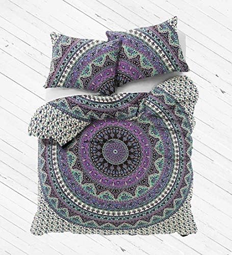 GOPALI CRAFT Indian Elephant Mandala Duvet Cover Comforter Blanket Bedspread Bedding Set Queen/Twin Size with Two Pillows (Queen)