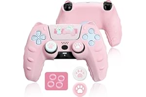 BRHE Cute Cat Claw PS5 Controller Skin - Non-Slip Silicone Protective Cover for PlayStation 5 Wireless Controller with 2 Thumb Grip Caps,1 Cat Sticker,4 Remote Sensing Coils