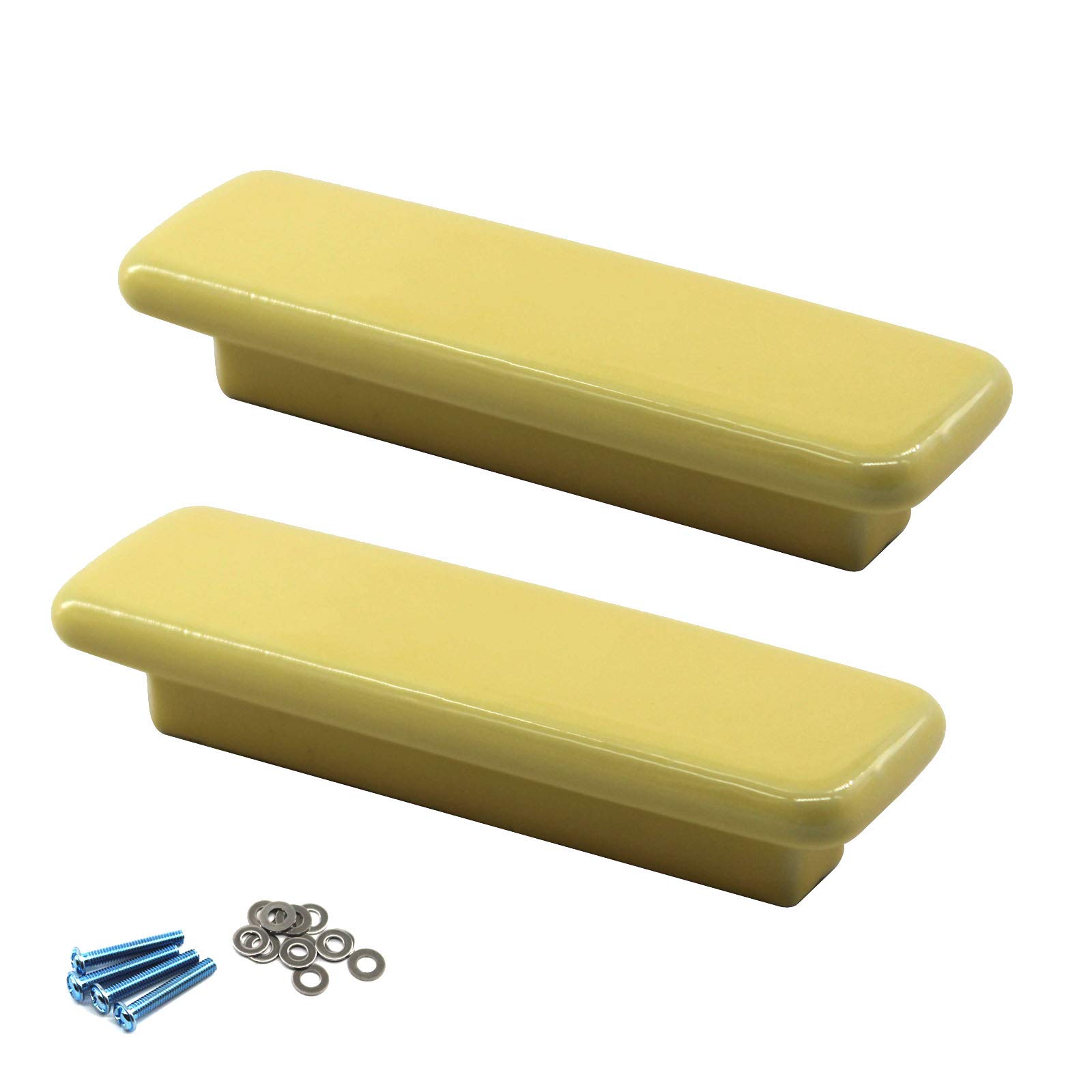 Zerniple Yellow Ceramic Handle Pull Door knobs Cabinet Handles for Children's Room (2 Pieces)