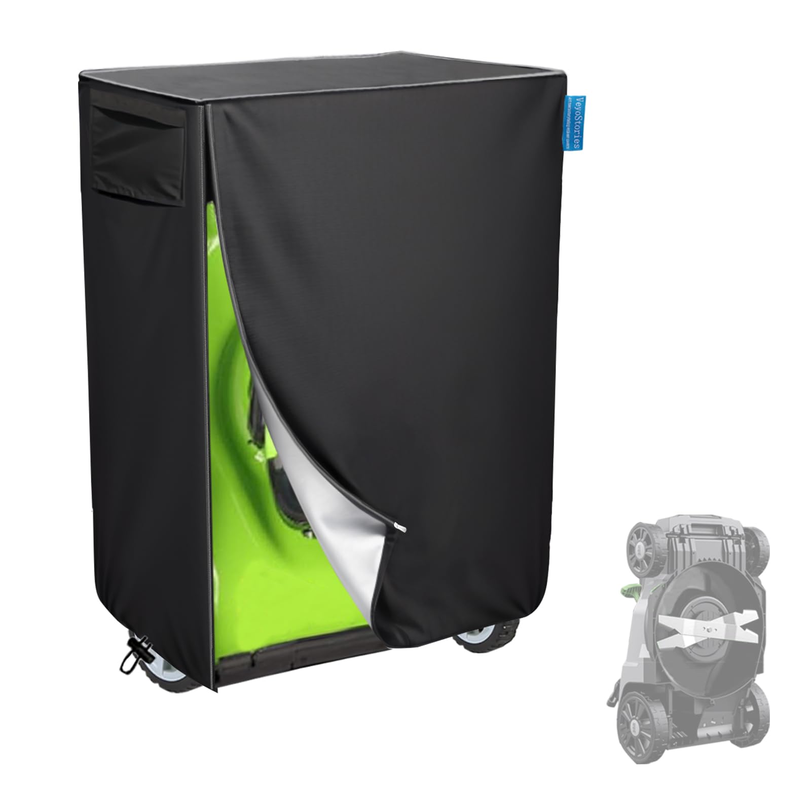 Photo 1 of VeyoStories Lawn Mower Cover, Cordless Lawn Mower Storage Cover, Waterproof & Dustrproof, Lawn Mower Accessories, Fits 20-21 in Folding Electric Lawn Mower – All-Weather Protection. (Cover only)