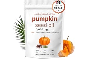 Pumpkin Seed Oil with Saw Palmetto Capsules 3000mg | Cold Pressed, Pure Virgin Oil, Essential Fatty Acids & Phytosterols 180 