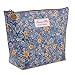 Parateck Floral Print Zipper Cosmetic Makeup Case Pouch Travel Bag Tote, Large (Blue)