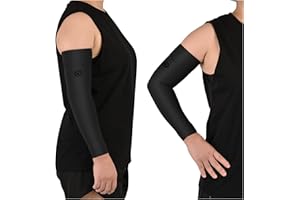 NURCOM® Medical Compression Arm Sleeve for Men Women, 2 Pack, 20-30mmHg Full Arm Support with Silicone Band for Lymphedema, Lipedema, Pain Relief, Edema, Swelling, Post Surgery Recovery, Black 3XL