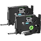 GREENCYCLE 2 Pack Compatible for Brother P-Touch Black Label Maker Tape TZe-325 TZe325 9mm 0.35 Laminated Black Tape TZe325 TZ325 TZe TZ Label for PT-D210 H100 H110 D400 D600