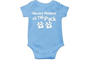 FUNNWEAR Newest Member of The Pack - Funny Baby Essentials Bodysuit - Newborn Girl Outfits Baby Romper
