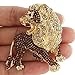 EVER FAITH Roaring King Lion Brown Austrian Crystal Brooch Gold-Tone
