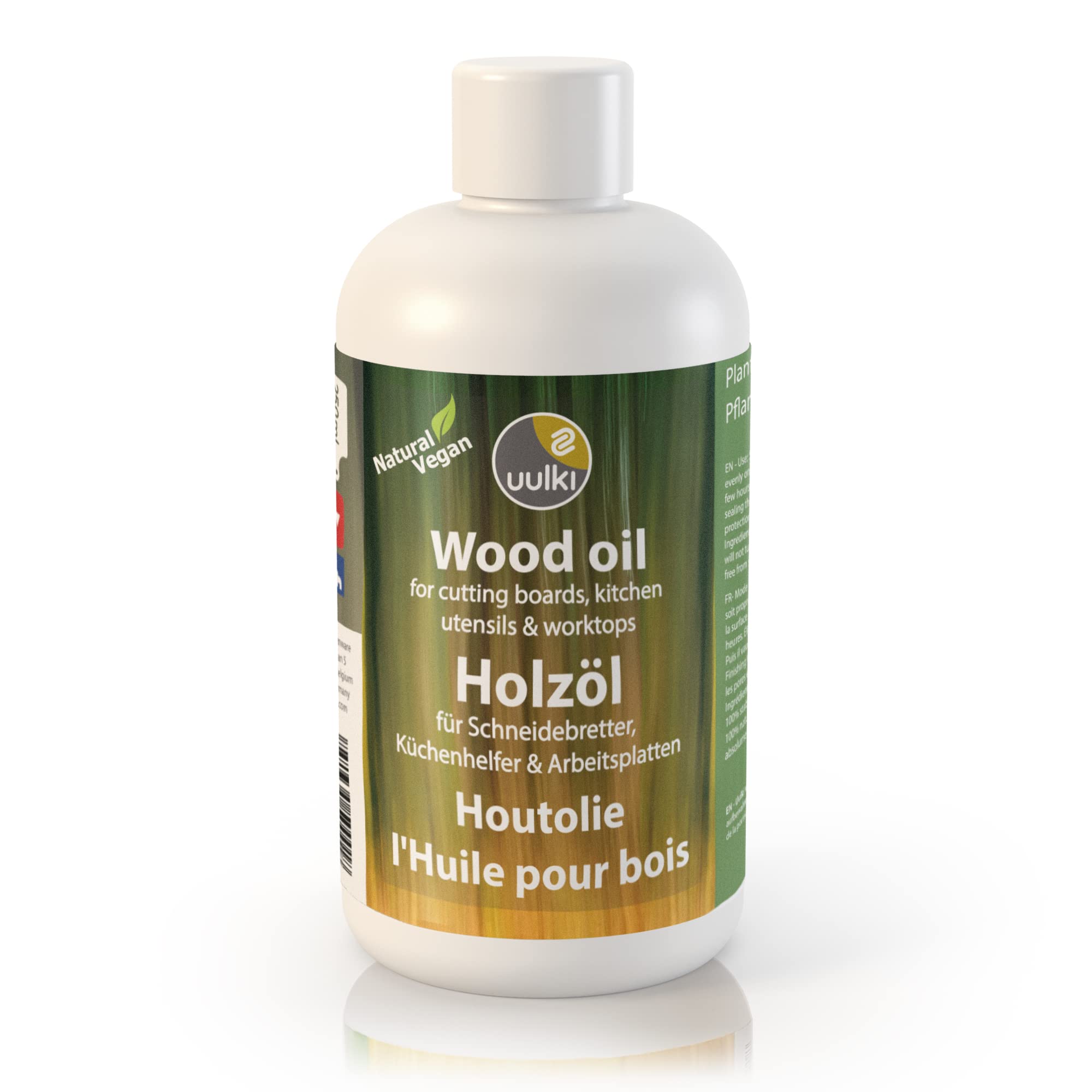 UULKI | Natural Vegan Chopping Board Oil for Wooden and Bamboo Cutting Board, Butcher Block, Worktop | Free from Mineral Oil & Foodgrade Wood Oil Waterproof Care (250 ml)